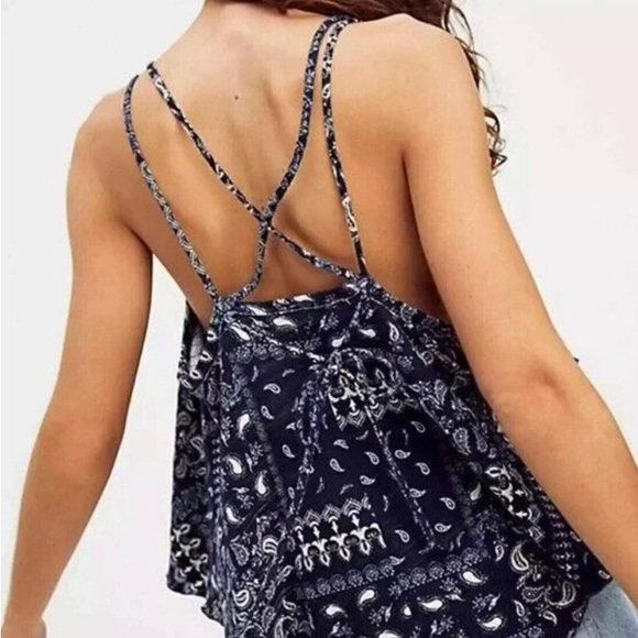 New! We the Free Hey Girl Flowy Tank Top in Navy - Picture 3 of 8